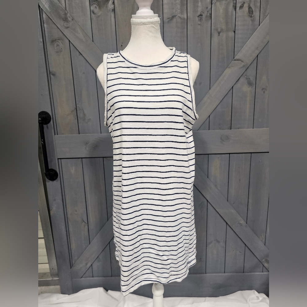 Sleeveless Sundress with Navy Blue Stripes, Size L, Old Navy